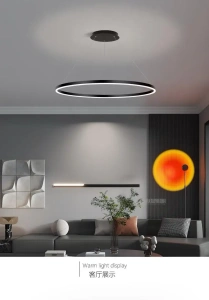 Lustra LED Neagră Dido, Suspendată cu Design de Cercuri, 120W - Img 2