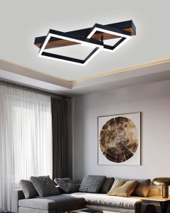 Lustra Led Neagra Ottilie L600 2 Patrate 36X2W