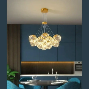 Lustra LED Suspendată Anicia Eleganta cu 13 Globuri, Auriu - Img 2