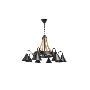 Lustra Rustica Cu Sfoara, Stil Industrial Dulie E27, Max 6 X 40W - Img 2
