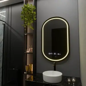 Oglinda LED Ovala, 50x80cm, Premium Alessia MotionGlow Marcello, Sistem Dezaburire, Ceas & Termometru, Dimabila - Img 5