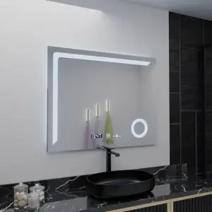 Oglinda LED Rectangulara, 100x80cm, Premium Precision MotionGlow Marcello, Sistem Dezaburire, Ceas & Termometru, Lupa Cosmetica, Dimabila - Img 5