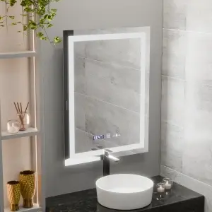 Oglinda LED Rectangulara, 60x80cm, Premium Verite MotionGlow Marcello, Sistem Dezaburire, Ceas & Termometru, Dimabila