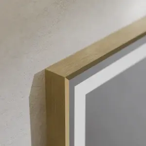 Oglinda LED Rectangulara, 60x80cm, Premium Verite Royale Gold MotionGlow Marcello, Sistem Dezaburire, Ceas & Termometru, Dimabila - Img 2