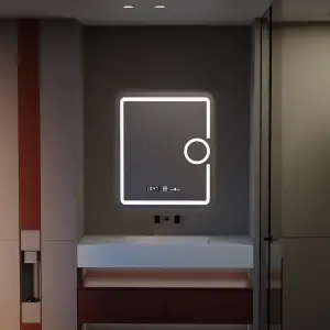 Oglinda LED Rectangulara, 75x90cm, Premium Eclat MotionGlow Marcello, Sistem Dezaburire, Ceas & Termometru, Lupa Cosmetica, Dimabila - Img 2