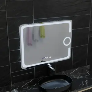 Oglinda LED Rectangulara, 80x60cm, Premium Eclat MotionGlow Marcello, Sistem Dezaburire, Ceas & Termometru, Lupa Cosmetica, Dimabila - Img 6