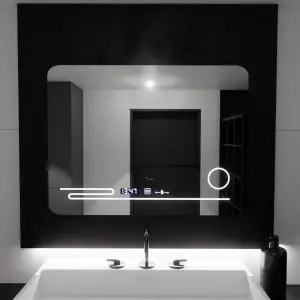 Oglinda LED Rectangulara, 80x60cm, Premium Harmonie MotionGlow Marcello, Sistem Dezaburire, Termometru si Ceas, Lupa Cosmetica, Dimabila - Img 2