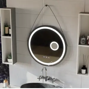 Oglinda LED Rotunda, 60cm, Premium Micah Senzor MotionGlow Marcello, Sistem Dezaburire, Ceas & Termometru, Lupa Cosmetica, Dimabila - Img 2