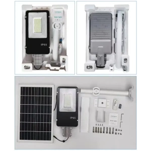 Lampa Incarcare Solara 200W, Telecomanda, Suport Metalic, Senzor de Lumina - Img 2