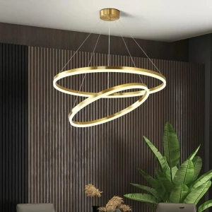 Lustra LED Aurie Elysia, 2 Cercuri, Telecomandă, 100W