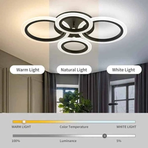 Lustra LED Elytria Black 4 cercuri Telecomanda 72W - Img 3