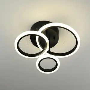 Lustra LED Ilyria Black 3 Circle 74W Telecomanda - Img 2