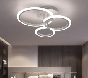 Lustra LED Jade White 3 Cercuri 74W Telecomanda