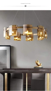 Lustra LED Moderna 80 cm Sticla Aurie G9 X 9 - Img 3