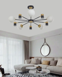 Lustra LED Neagra Aurie Vesta 5 Globuri Albe - Img 2