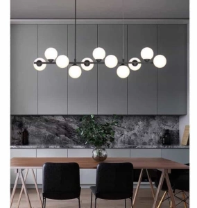 Lustra Neagra cu 11 Globuri Albe Mat G9