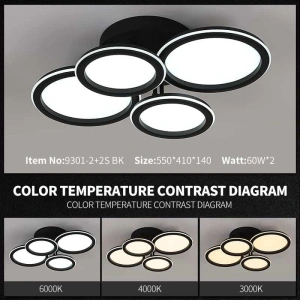 Lustra Neagra LED Daen, 60x2W, Telecomanda - Img 2