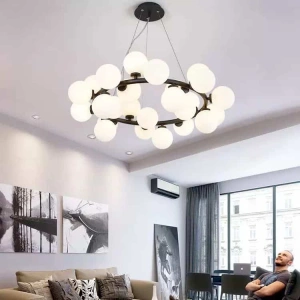 Lustra Neagra Samara 25 Globuri Albe G9