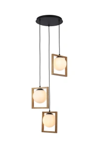 Lustra Suspendata Branwen 3 Globuri Albe Lemn D420 E14