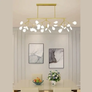 Lustra Suspendată LED Helia, Elegantă, 54W, Aurie - Img 3