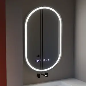 Oglinda LED Ovala, 50x80cm, Premium Eminence MotionGlow Marcello, Sistem Dezaburire, Ceas & Termometru, Dimabila - Img 2