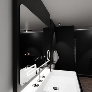Oglinda LED Rectangulara, 100x60cm, Premium Harmonie MotionGlow Marcello, Sistem Dezaburire, Ceas & Termometru, Lupa Cosmetica, Dimabila - Img 2