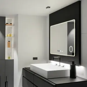 Oglinda LED Rectangulara 120x80 Premium Aura Riflesso Puro MotionGlow Marcello, Sistem Dezaburire, Termometru si Ceas, Dimabila - Img 5