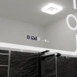 Oglinda LED Rectangulara, 80x60cm, Premium Eclat MotionGlow Marcello, Sistem Dezaburire, Ceas & Termometru, Lupa Cosmetica, Dimabila - Img 3