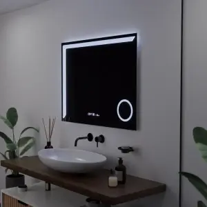Oglinda LED Rectangulara, 80x60cm, Premium Precision MotionGlow Marcello, Sistem Dezaburire, Ceas & Termometru, Lupa Cosmetica, Dimabila - Img 3