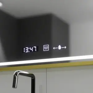 Oglinda LED Rectangulara, 80x60cm, Premium Verite Royale Gold MotionGlow Marcello, Sistem Dezaburire, Ceas & Termometru, Dimabila - Img 3