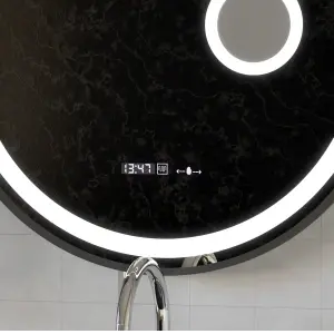 Oglinda LED Rotunda, 60cm, Premium Micah Senzor MotionGlow Marcello, Sistem Dezaburire, Ceas & Termometru, Lupa Cosmetica, Dimabila - Img 5
