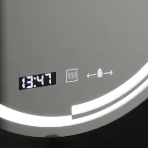 Oglinda LED Rotunda, 60cm, Premium Senzor MotionGlow Consuel Marcello, Sistem Dezaburire, Ceas & Termometru, Dimabila - Img 3