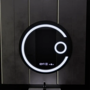 Oglinda LED Rotunda, 60cm, Premium Visio MotionGlow, Sistem Dezaburire, Ceas & Termometru, Lupa Cosmetica, Dimabila - Img 1