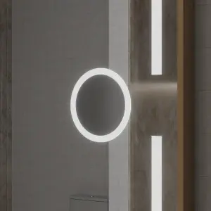 Oglinda LED Senzor MotionGlow Premium Isabell, 120x80 cm, Dezaburire Termometru Ceas, Lumina Calda/Rece/Neutra Dimabila, Rama Rose Gold Brushed - Img 6