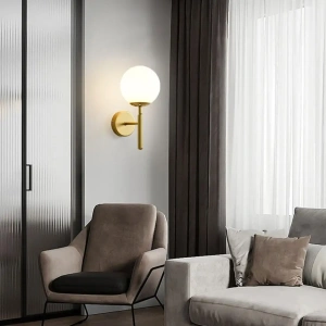 Aplica de perete Amalthea aurie E14 max60W, glob alb mat - Img 2