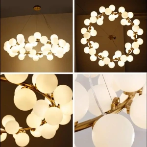Candelabru Auriu Elegant Gemina, Modern, 45 de Globuri LED Albe - Img 4