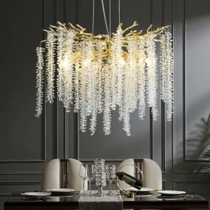 Candelabru Cristal LED Gratia, 60 cm, Auriu