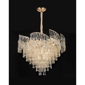 Candelabru Cristal Zaira D80cm Auriu 19xE14