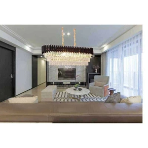 Candelabru Negru de Cristal pe Lanț Aurelia 10xE14x40W