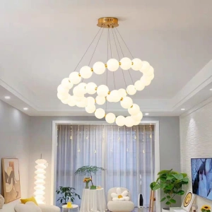 Lustra Aurie Circles Holiday 73w×2w D700 30 Globuri Albe - Img 2