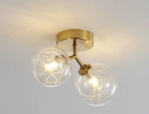 Lustra Aurie Zephea 2 Globuri Transparente G9 120×320×200mm - Img 2