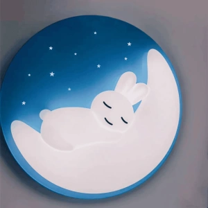 Lustra LED Albastra Iepuraș acare doarme pe lună Telecomanda - Img 3