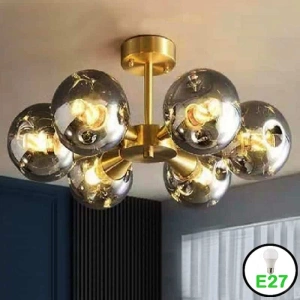 Lustra Led Aurie 5xE27 Abajur Fumuriu