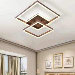 Lustra LED Maeve Brown Patrate 160W Telecomanda - Img 1