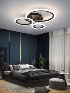 Lustra LED Neagra 3 Cercuri cu Telecomanda Wifi 2.4G - Img 3