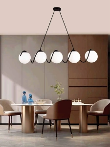 Lustra LED Neagra 5 Globuri Albe Mat