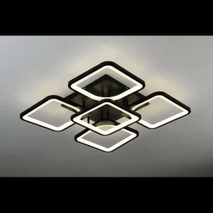 Lustra LED Neagra 5 Patrate, Telecomanda Wifi 2.4G 120W - Img 2
