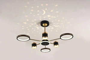 Lustra Led Neagra Myria 71W+9W, D900×H450mm