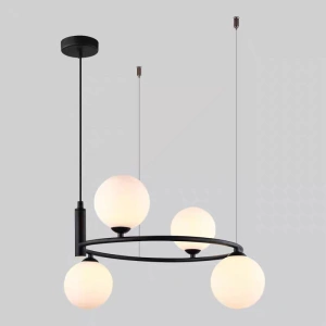 Lustra Neagra Sabes 4 Globuri Albe D450 G9x4