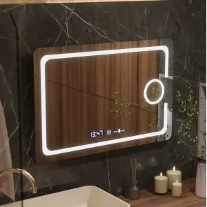 Oglinda LED Rectangulara, 110x75cm, Premium Eclat MotionGlow Marcello, Sistem Dezaburire, Ceas & Termometru, Lupa Cosmetica, Dimabila - Img 6